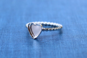 Silver Beaded 8mm Heart Bezel Ring Blank