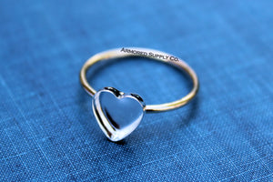 MIXED METALS Gold & Silver 16mm Plain Heart Bezel Ring Blank