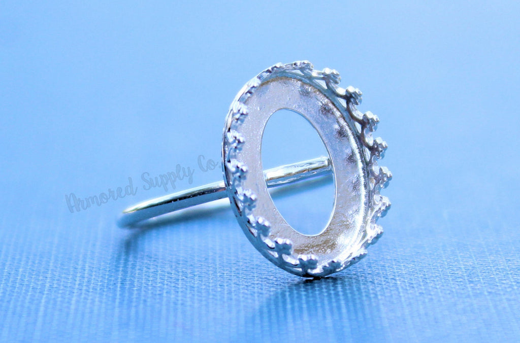 Oval 18x13 Crown Bezel Cup Ring blank, Oval Cabochon, Resin Glue Pad Breast Milk, DIY jewelry supplies, build your ring, wholesale jewelry