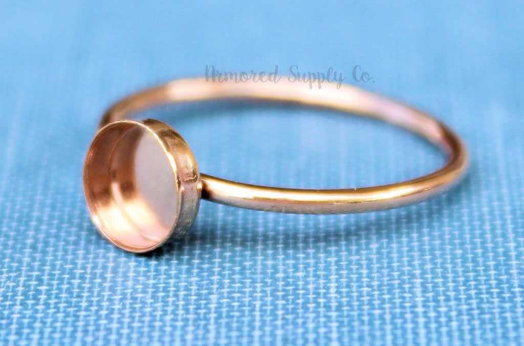 Rose Gold Filled 4mm Bezel Cup Ring blank, Round Cabochon, Breast Milk, DIY jewelry supplies, build your ring, wholesale jewelry, diy ring