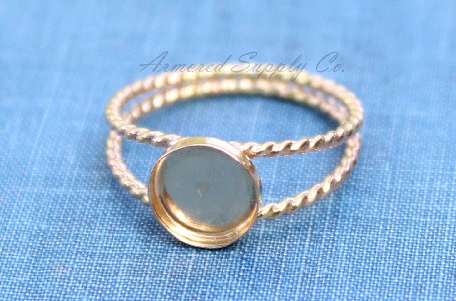 Gold Filled Double Rope Band Bezel Cup Ring blank, Round Cabochon, Resin Breast Milk, DIY jewelry supplies, wholesale ring jewelry, diy ring