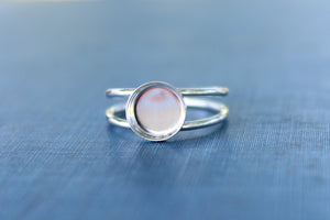 Sterling Silver Double Band Bezel Cup Ring blank, Round Cabochon, Cab Resin Breast Milk, DIY jewelry supplies, wholesale jewelry, diy ring