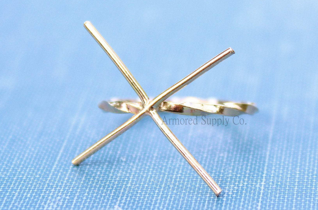 Gold Claw Ring Blank, Twist Band, 4 Prong Gold Band, Raw Stone Setting, Wholesale Rings, DIY Jewelry, Gold Ring Blanks, Jewelry Supplies