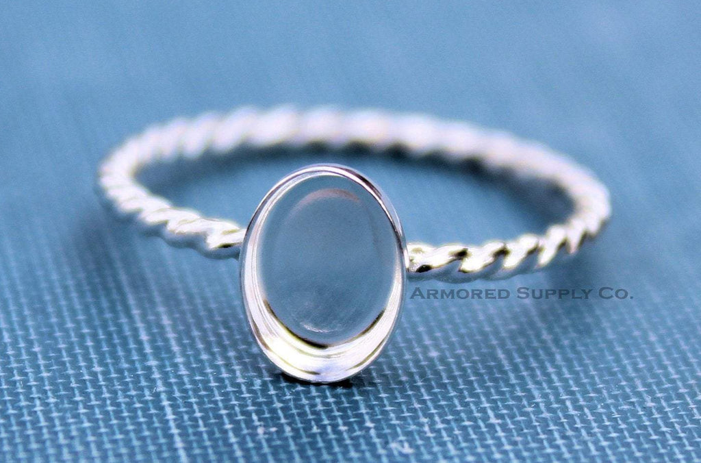 Silver Rope Oval Bezel Cup Ring blank, Oval Cabochon, Resin, Breast Milk, DIY jewelry supplies, build your ring, wholesale jewelry, diy ring