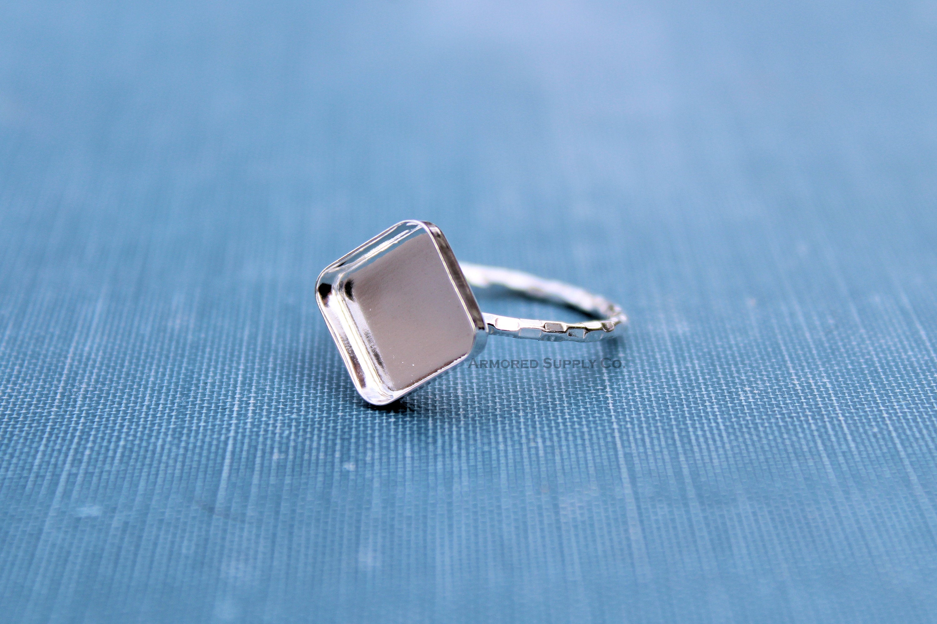 Silver Checkered Square Bezel Cup Ring blank, Cabochon, Cab Resin Pad Breast Milk, DIY jewelry supplies, build your ring, wholesale jewelry