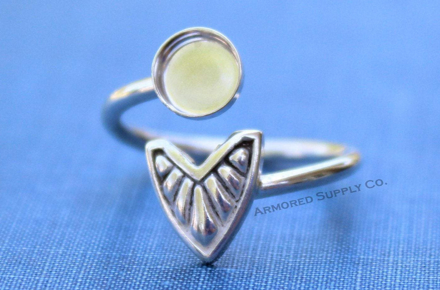 Silver Chevron Wrap Adjustable Bezel Cup Ring blank, Round Cabochon, Breast Milk DIY jewelry supplies, build a ring, wholesale jewelry