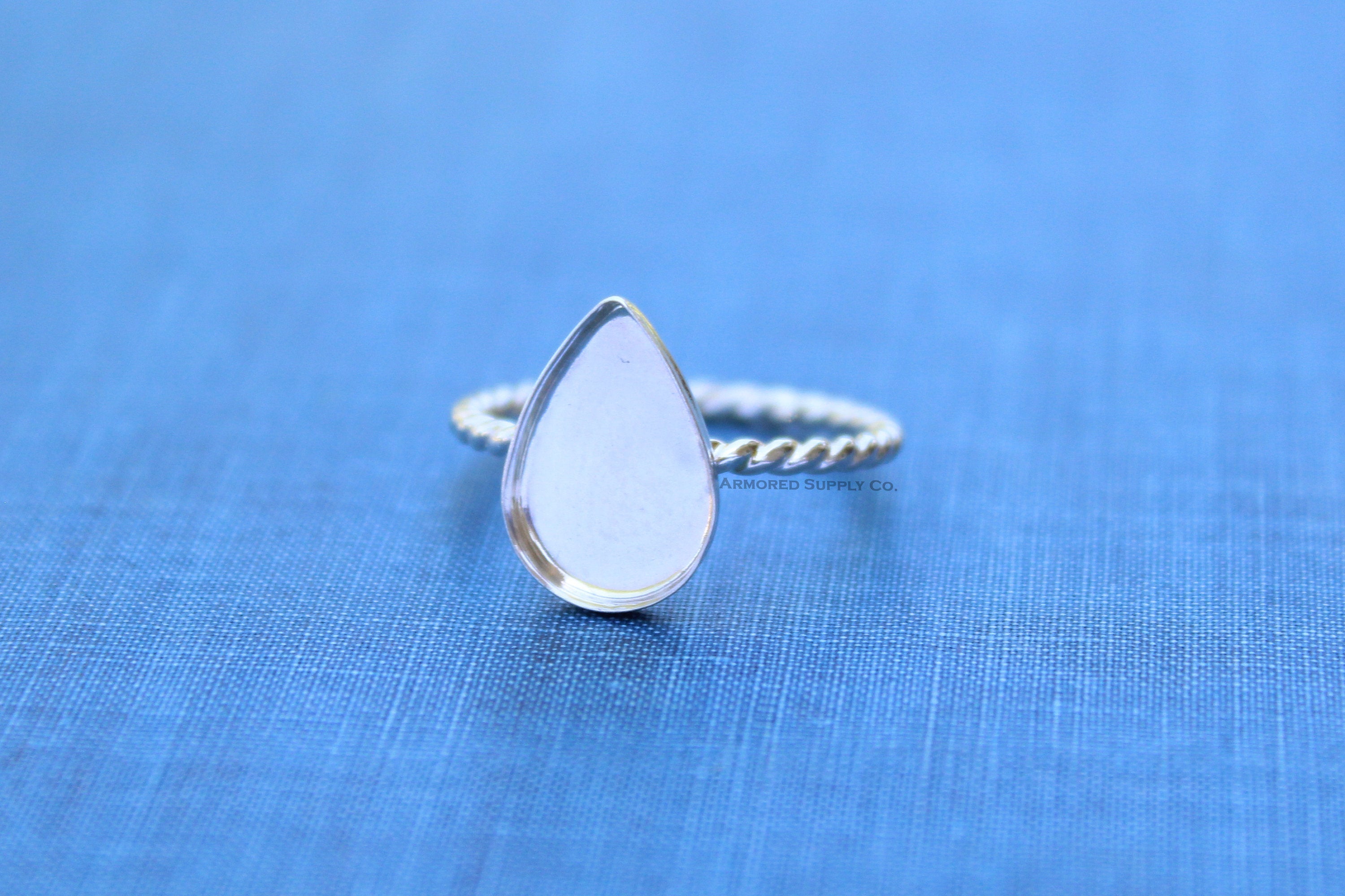 Silver Pear Tear Drop Bezel Cup Rope Ring blank, Cabochon Bezel, cab Resin, Breast Milk, DIY jewelry supplies, build ring, wholesale jewelry