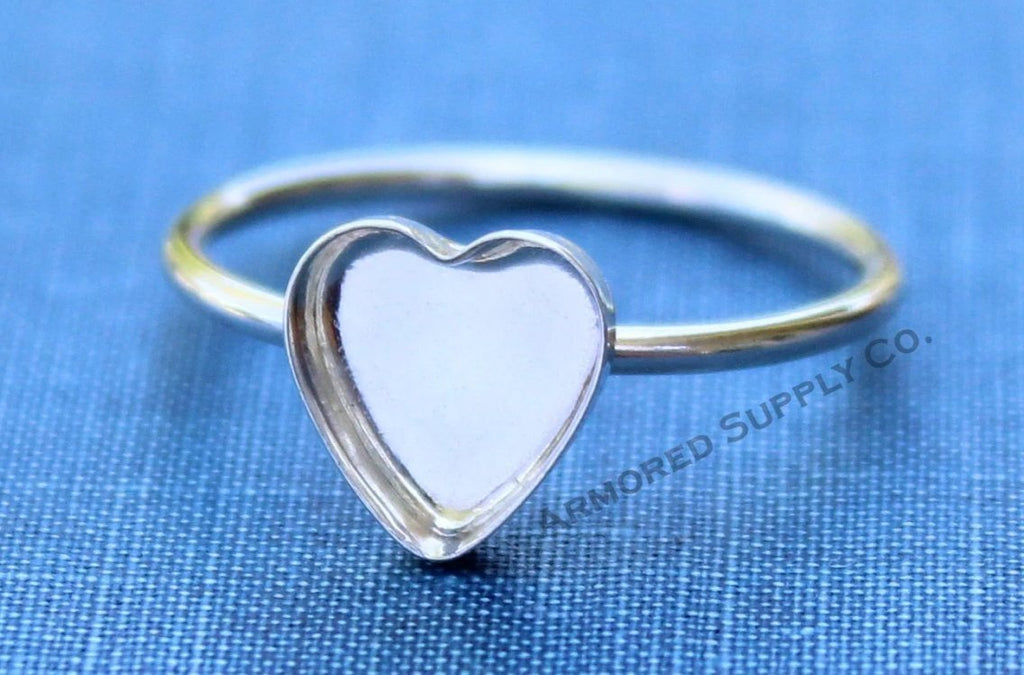 Silver 8mm 10mm 12mm Plain Heart Bezel Cup Ring blank, Heart Cabochon, Cab Pad Breast Milk, jewelry supplies, build ring, wholesale jewelry