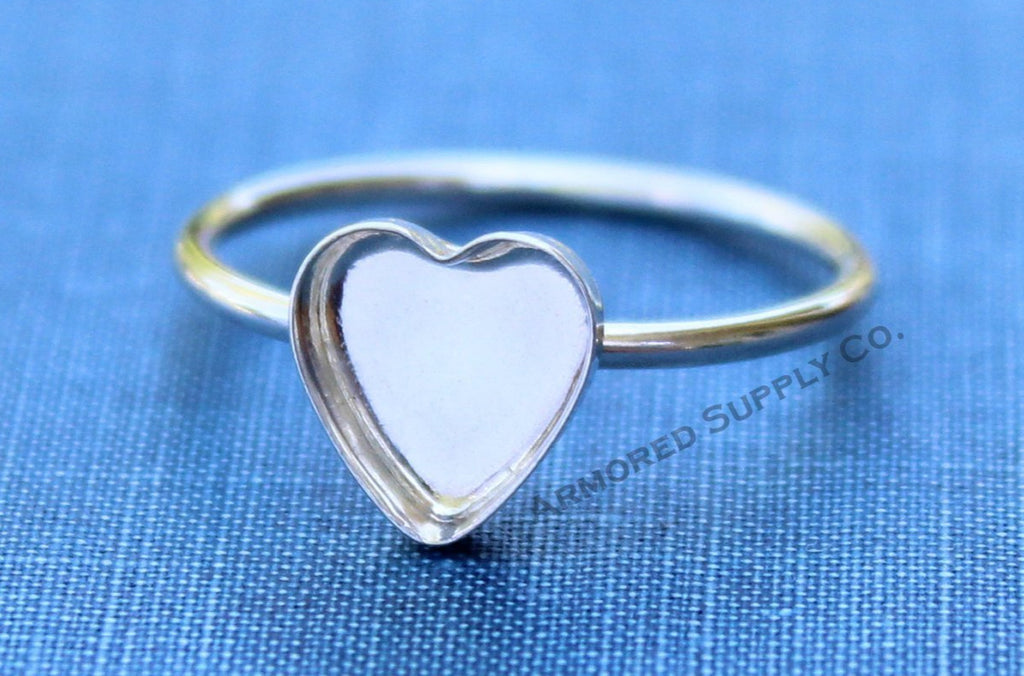 Silver 8mm 10mm 12mm Plain Heart Bezel Cup Ring blank, Heart Cabochon, Cab Pad Breast Milk, jewelry supplies, build ring, wholesale jewelry