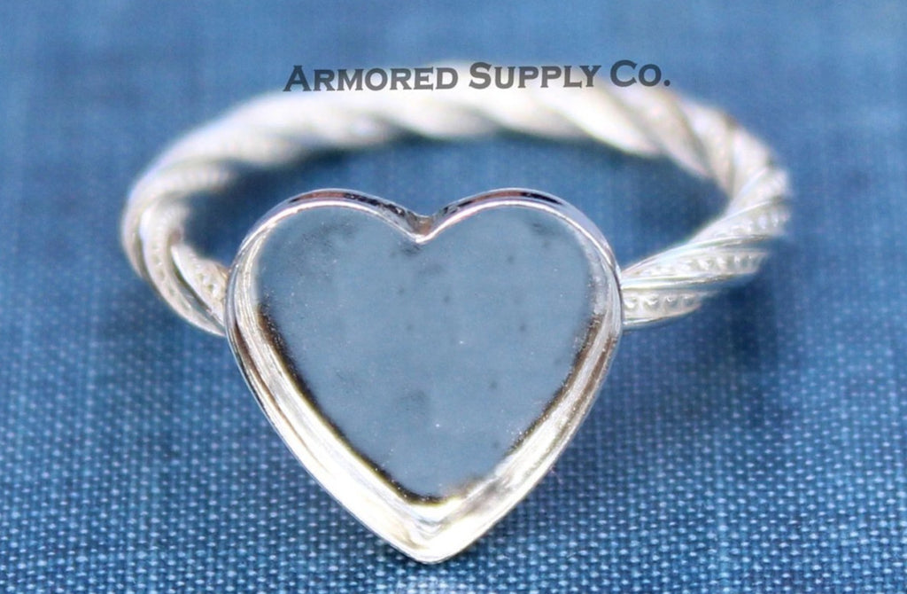 Sterling Silver Heart Bezel Cup Dotted Ring blank, Heart Cabochon, Cab Pad Breast Milk, jewelry supplies, build your ring, wholesale jewelry