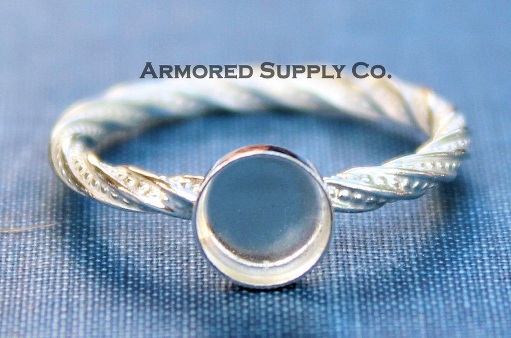 Sterling Silver Round Bezel Cup Dotted Ring blank, Heart Cabochon, Cab Pad Breast Milk, jewelry supplies, build your ring, wholesale jewelry