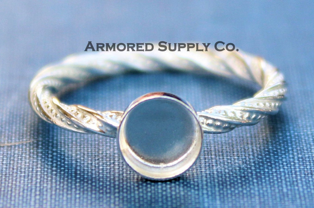 Sterling Silver Round Bezel Cup Dotted Ring blank, Heart Cabochon, Cab Pad Breast Milk, jewelry supplies, build your ring, wholesale jewelry