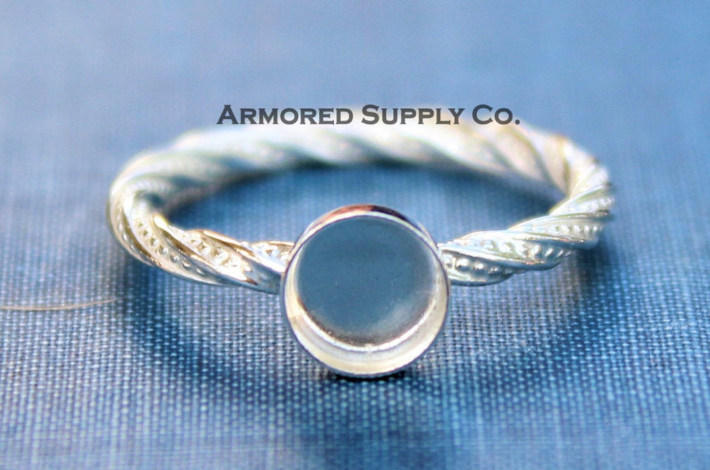 Sterling Silver Round Bezel Cup Dotted Ring blank, Heart Cabochon, Cab Pad Breast Milk, jewelry supplies, build your ring, wholesale jewelry