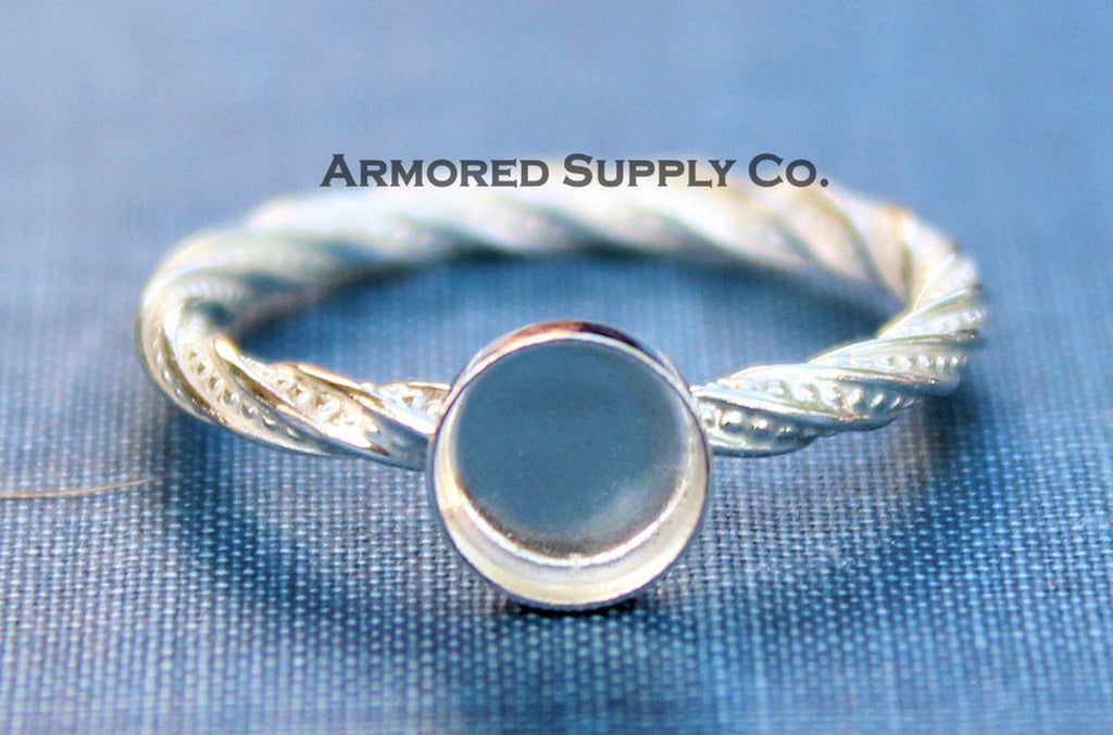 Sterling Silver Round Bezel Cup Dotted Ring blank, Heart Cabochon, Cab Pad Breast Milk, jewelry supplies, build your ring, wholesale jewelry