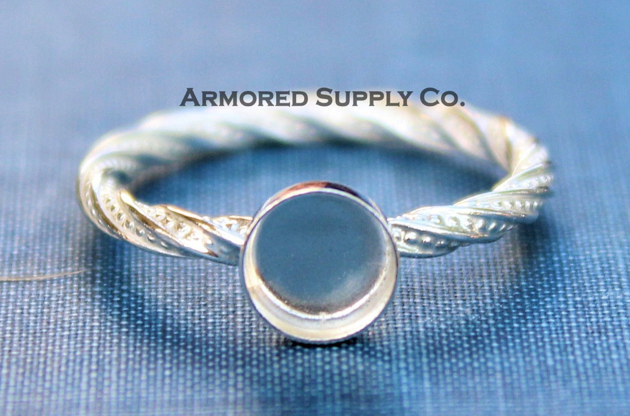 Sterling Silver Round Bezel Cup Dotted Ring blank, Heart Cabochon, Cab Pad Breast Milk, jewelry supplies, build your ring, wholesale jewelry