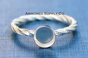 Sterling Silver Round Bezel Cup Dotted Ring blank, Heart Cabochon, Cab Pad Breast Milk, jewelry supplies, build your ring, wholesale jewelry